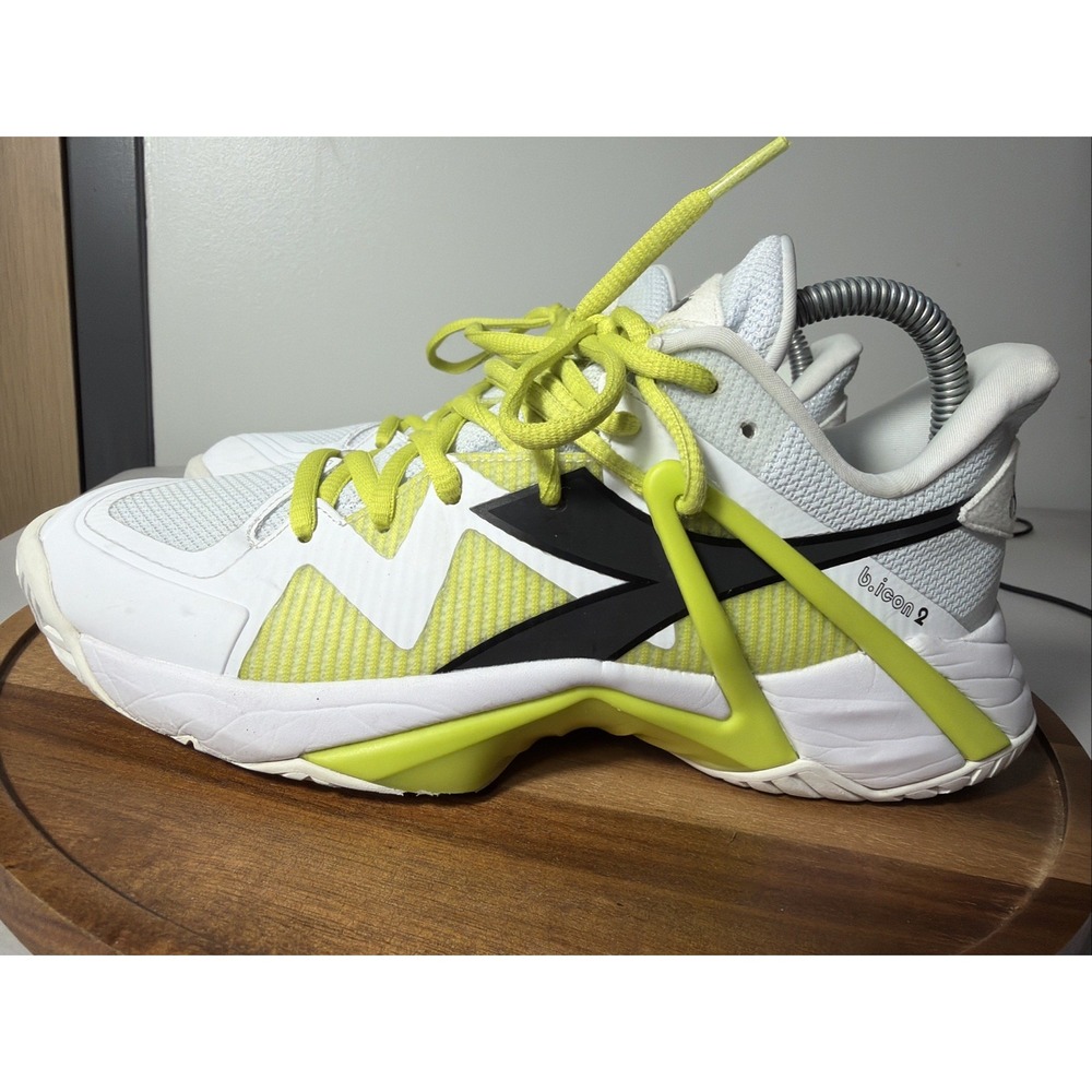 Diadora B.Icon 2 Tennis Shoes White Lime Green Neon Mens 7 Womens 8.5 101.179103